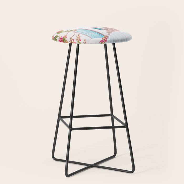 Santorini Greece Mamma Mia Pink House Travel Photography Stool Gallery Image 1