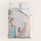 Santorini Greece Mamma Mia Pink House Travel Photography Comforter Gallery Image 6