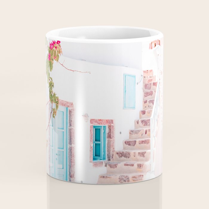 Santorini Greece Mamma Mia Pink House Travel Photography Coffee Mug Gallery Image 4