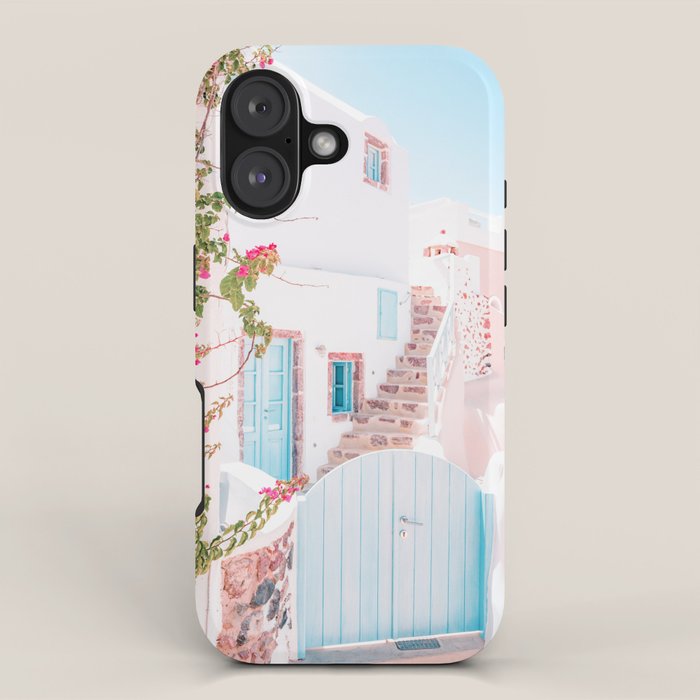 Santorini Greece Mamma Mia Pink House Travel Photography iPhone Case Gallery Image 1