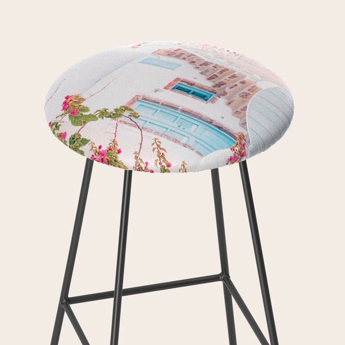 Santorini Greece Mamma Mia Pink House Travel Photography Stool Gallery Image 2