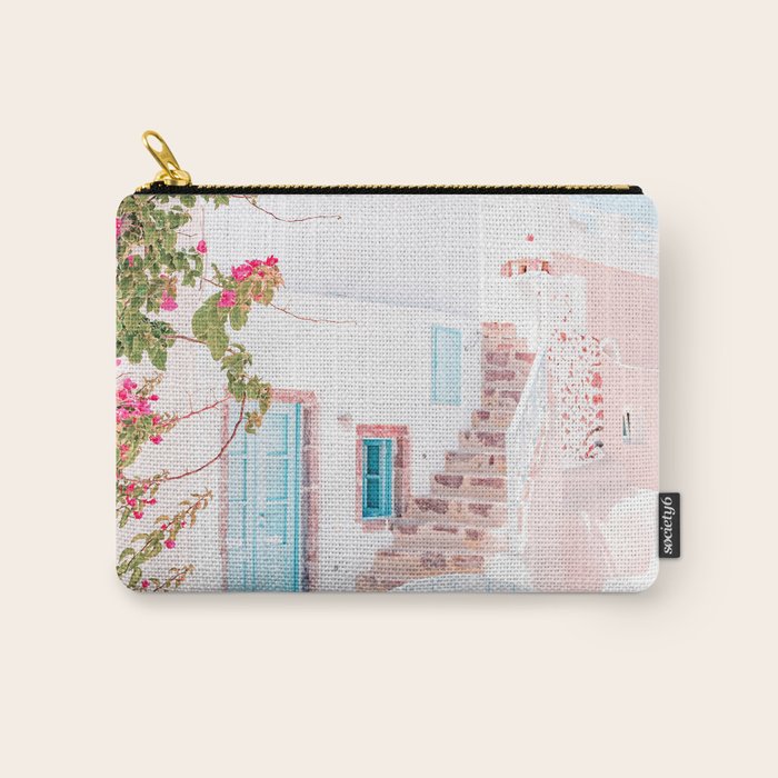 Santorini Greece Mamma Mia Pink House Travel Photography Carry All Pouch Gallery Image 1