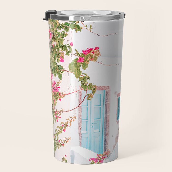 Santorini Greece Mamma Mia Pink House Travel Photography Travel Mug Gallery Image 3