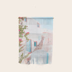 Santorini Greece Mamma Mia Pink House Travel Photography Wall Hanging Gallery Image 1
