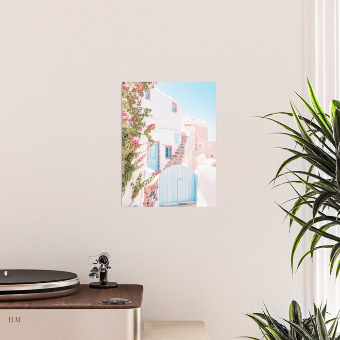 Santorini Greece Mamma Mia Pink House Travel Photography Poster Gallery Image 2