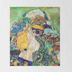Gustav Klimt Baby in Cradle, 1917/1918 Throw Blanket Gallery Image 2