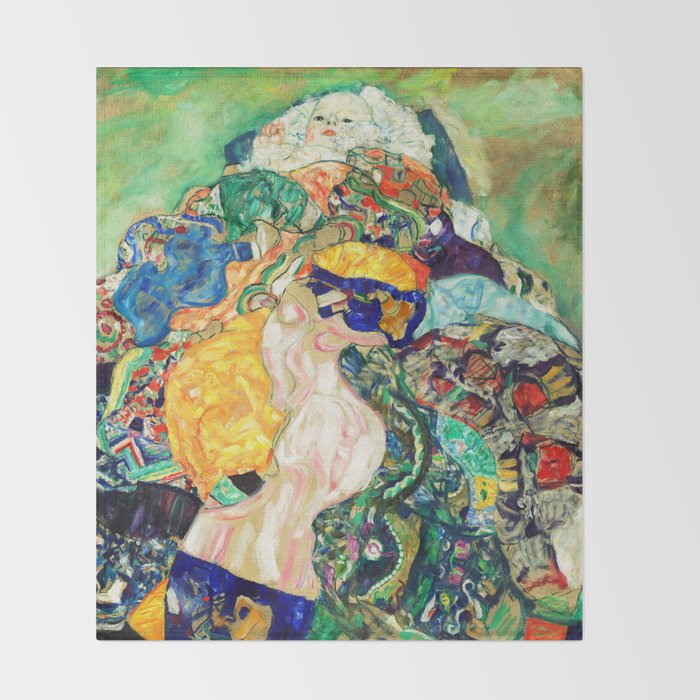 Gustav Klimt Baby in Cradle, 1917/1918 Throw Blanket Gallery Image 2