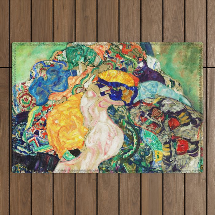 Gustav Klimt Baby in Cradle, 1917/1918 Outdoor Rug Gallery Image 1