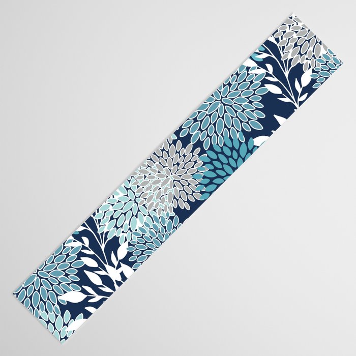 Garden Florals, Navy, Blue, Teal Table Runner Gallery Image 3