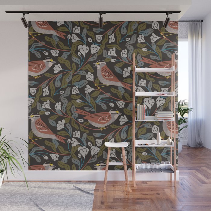 Sparrows And Apple Blossoms Wall Mural Gallery Image 1
