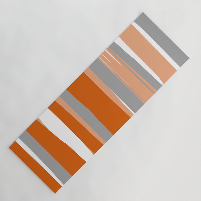 Stripes Abstract, Orange and Grey Yoga Mat Gallery Image 1