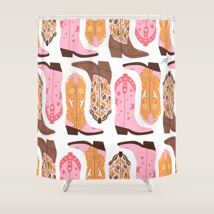 Pink Cowboy Boots  Shower Curtain Gallery Image 1