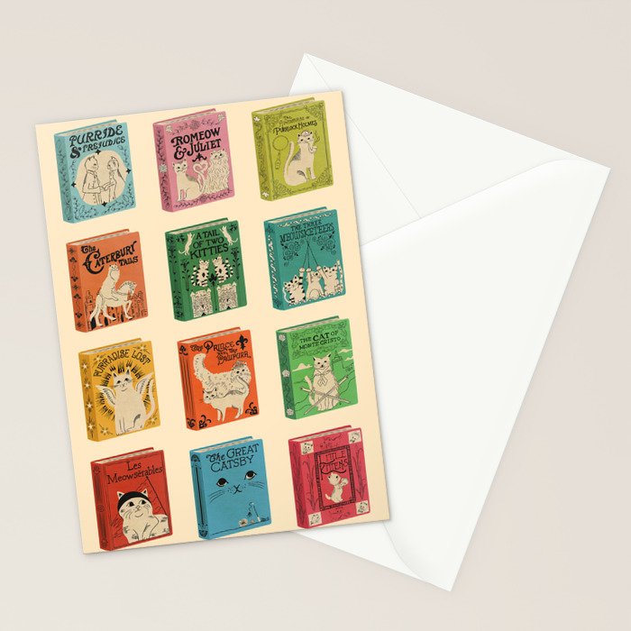 Meowsterpieces of Kiterature - Cat Literature Puns Stationery Card Gallery Image 2
