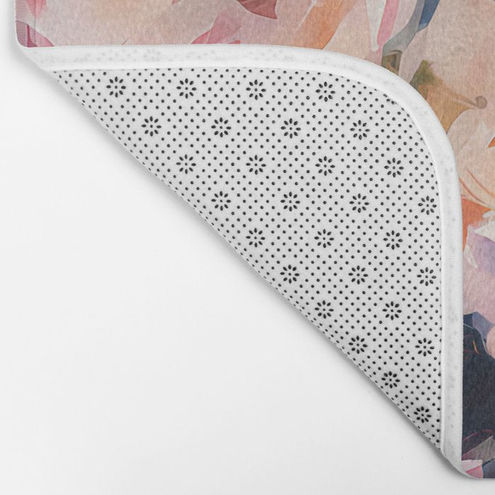 Splashes of Pink and Navy Flowery Art Bath Mat Gallery Image 2