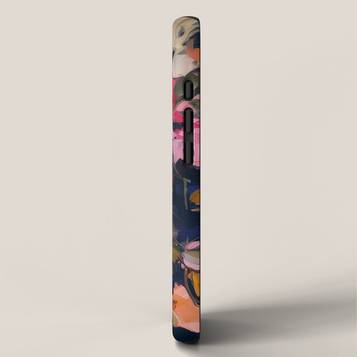 Splashes of Pink and Navy Flowery Art iPhone Case Gallery Image 2