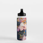 Splashes of Pink and Navy Flowery Art Water Bottle Gallery Image 3