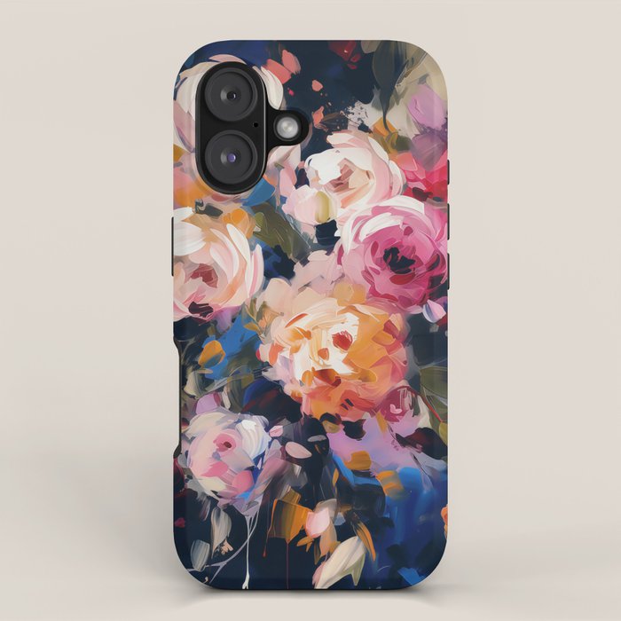 Splashes of Pink and Navy Flowery Art iPhone Case Gallery Image 1
