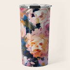 Splashes of Pink and Navy Flowery Art Travel Mug Gallery Image 1