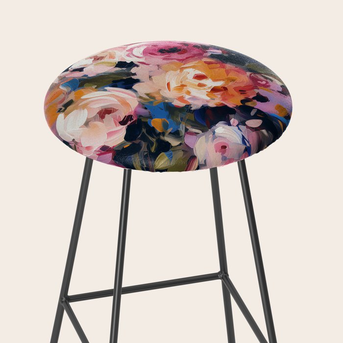 Splashes of Pink and Navy Flowery Art Stool Gallery Image 2