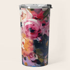 Splashes of Pink and Navy Flowery Art Travel Mug Gallery Image 2