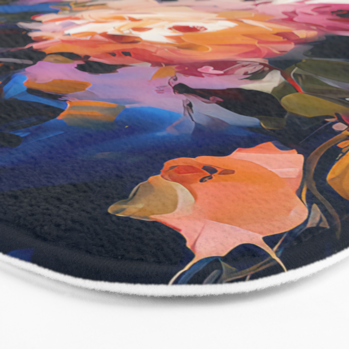 Splashes of Pink and Navy Flowery Art Bath Mat Gallery Image 3