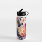 Splashes of Pink and Navy Flowery Art Water Bottle Gallery Image 1