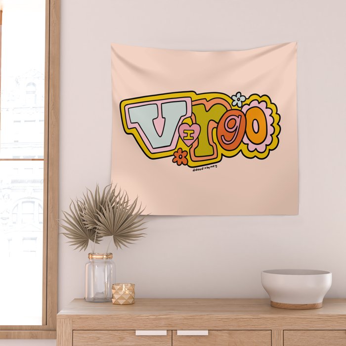 Virgo Doodle Letters Wall Tapestry Gallery Image 2