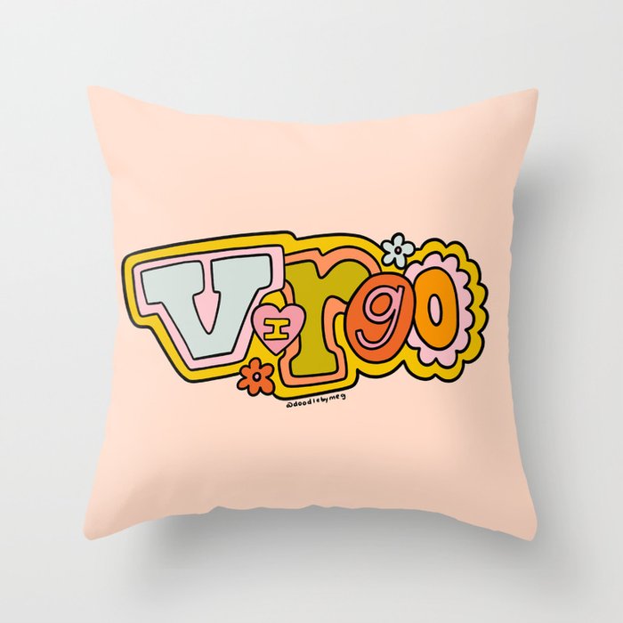 Virgo Doodle Letters Throw Pillow Gallery Image 6