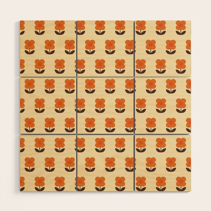 70s Flower Pattern #2 Wood Wall Art Gallery Image 1