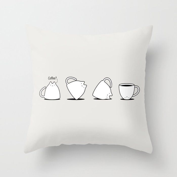 Coffee Cat 3: Coffee? Throw Pillow Gallery Image 1