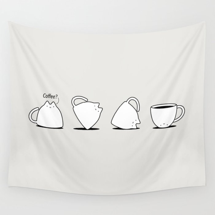 Coffee Cat 3: Coffee? Wall Tapestry Gallery Image 1