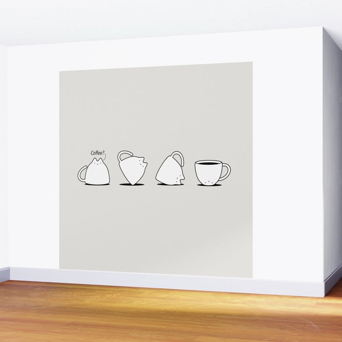 Coffee Cat 3: Coffee? Wall Mural Gallery Image 2