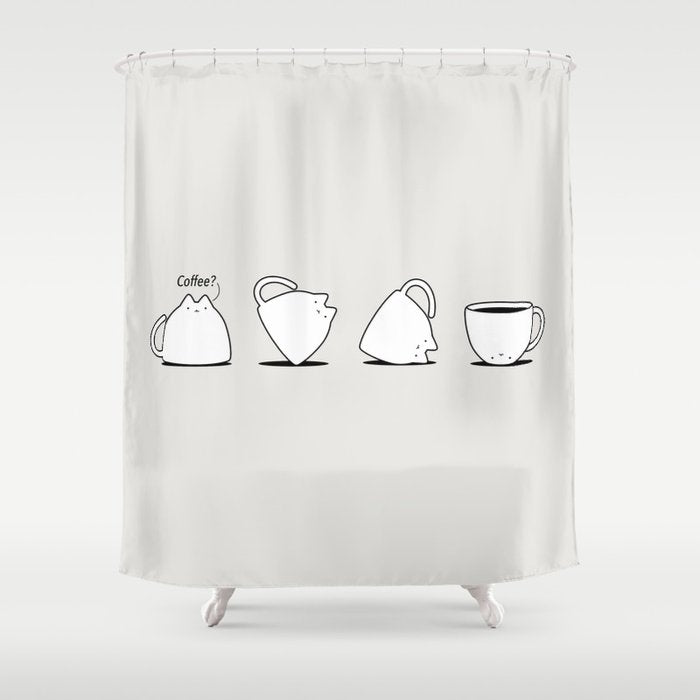 Coffee Cat 3: Coffee? Shower Curtain Gallery Image 1