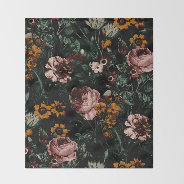 Night Roses Garden Throw Blanket Gallery Image 2