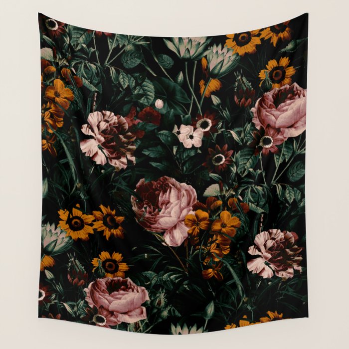 Night Roses Garden Wall Tapestry Gallery Image 1