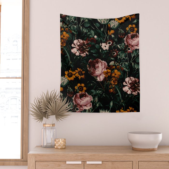 Night Roses Garden Wall Tapestry Gallery Image 2