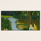 Women enjoying the river at the forestâs edge Indian Miniature Painting  Desk Mat Gallery Image 3