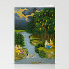 Women enjoying the river at the forestâs edge Indian Miniature Painting  Stationery Card Gallery Image 2