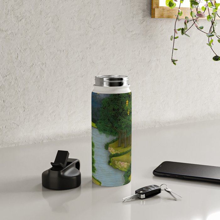 Women enjoying the river at the forestâs edge Indian Miniature Painting  Water Bottle Gallery Image 4