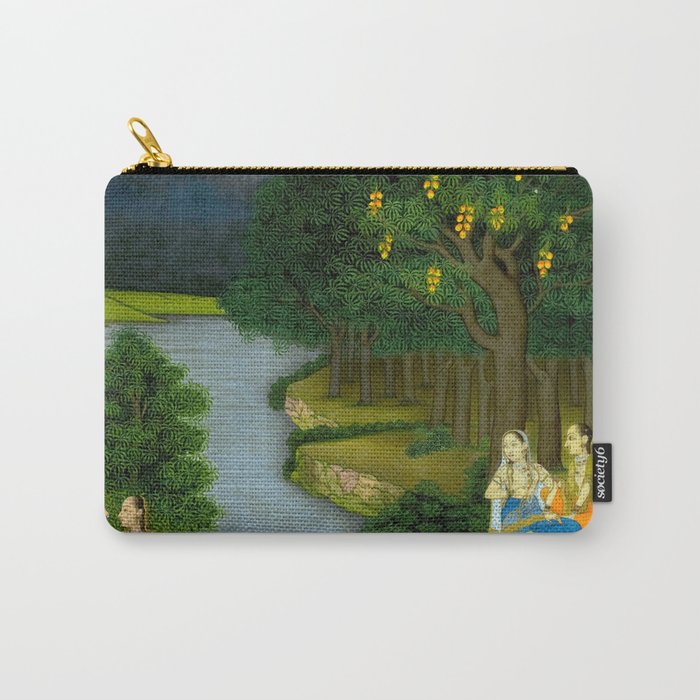 Women enjoying the river at the forestâs edge Indian Miniature Painting  Carry All Pouch Gallery Image 1