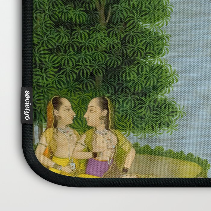 Women enjoying the river at the forestâs edge Indian Miniature Painting  Laptop Sleeve Gallery Image 3