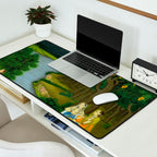 Women enjoying the river at the forestâs edge Indian Miniature Painting  Desk Mat Gallery Image 2