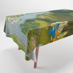 Women enjoying the river at the forestâs edge Indian Miniature Painting  Tablecloth Gallery Image 1