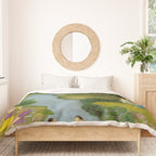 Women enjoying the river at the forestâs edge Indian Miniature Painting  Duvet Cover Gallery Image 3