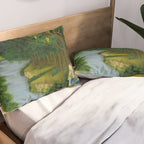 Women enjoying the river at the forestâs edge Indian Miniature Painting  Pillow Sham Gallery Image 2