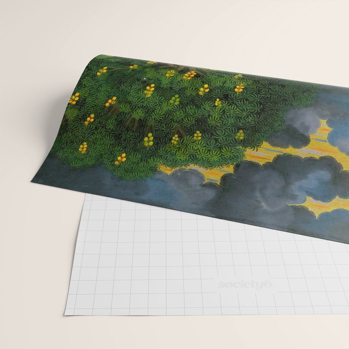 Women enjoying the river at the forestâs edge Indian Miniature Painting  Wrapping Paper Gallery Image 2