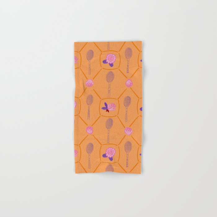 Tennis Rackets & Roses in Peach & Orange Bath Towel Gallery Image 1