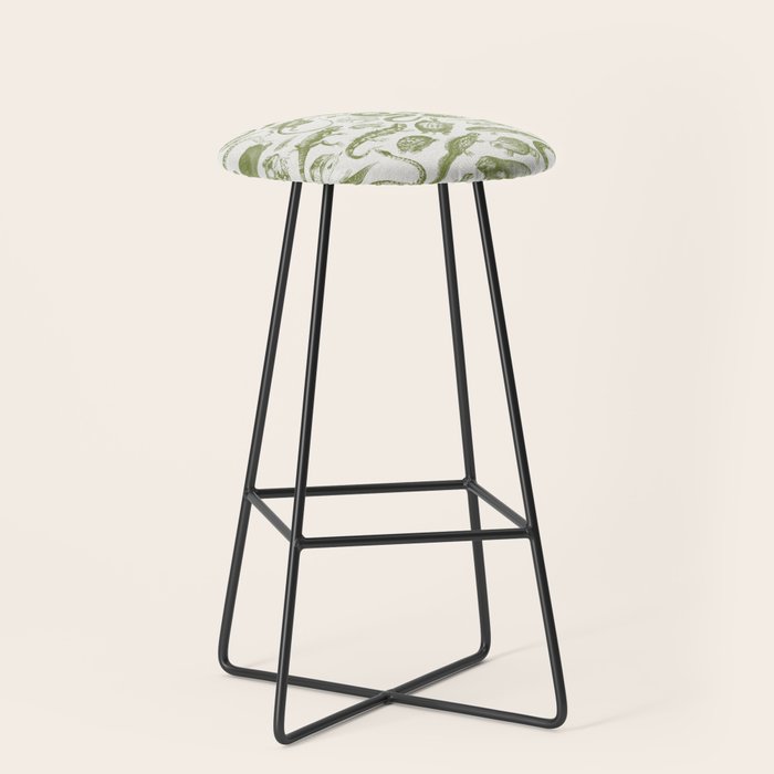 Reptiles and Amphibians Vintage Chic Monochromatic Pattern  Stool Gallery Image 1