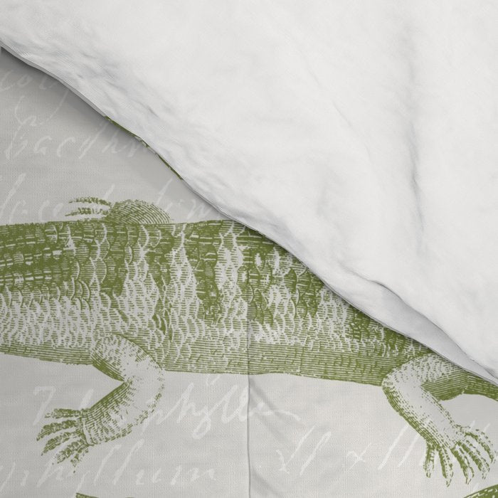 Reptiles and Amphibians Vintage Chic Monochromatic Pattern  Comforter Gallery Image 4