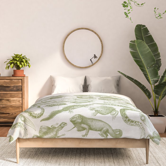 Reptiles and Amphibians Vintage Chic Monochromatic Pattern  Comforter Gallery Image 3